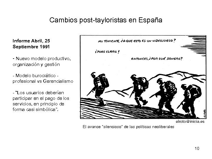 Cambios post-tayloristas en España Informe Abril, 25 Septiembre 1991 - Nuevo modelo productivo, organización