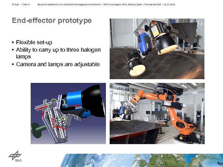 DLR. de • Chart 4 Hand-eye calibration of a robotized thermography end-effector > NDT