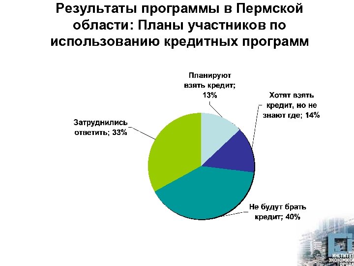 Результаты программы в Пермской области: Планы участников по использованию кредитных программ 