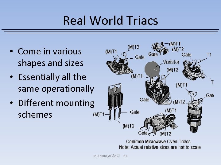 Real World Triacs • Come in various shapes and sizes • Essentially all the