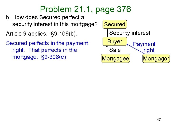 Problem 21. 1, page 376 b. How does Secured perfect a security interest in