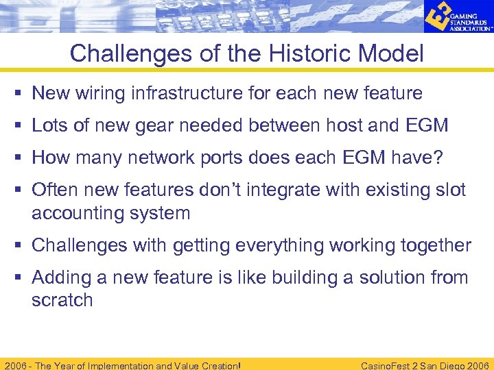 Challenges of the Historic Model § New wiring infrastructure for each new feature §