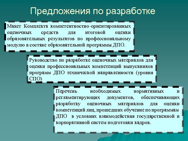 Предложения по разработке Макет Комплекта компетентностно-ориентированных оценочных средств для итоговой оценки образовательных результатов по