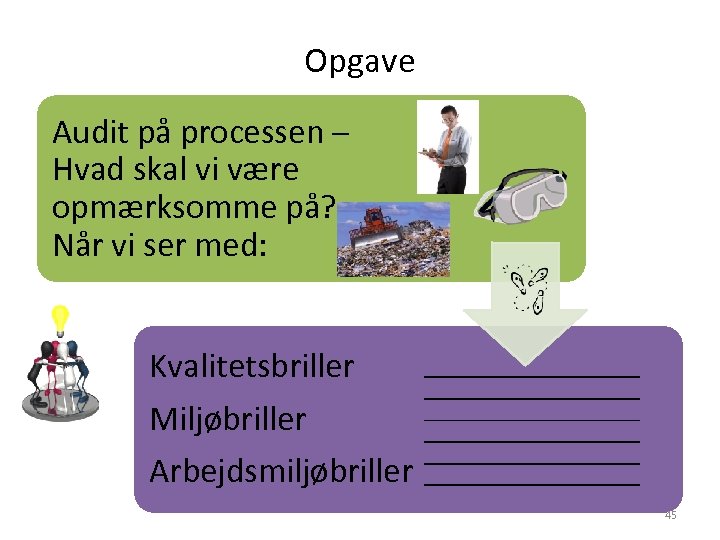 Opgave Audit på processen – Hvad skal vi være opmærksomme på? Når vi ser