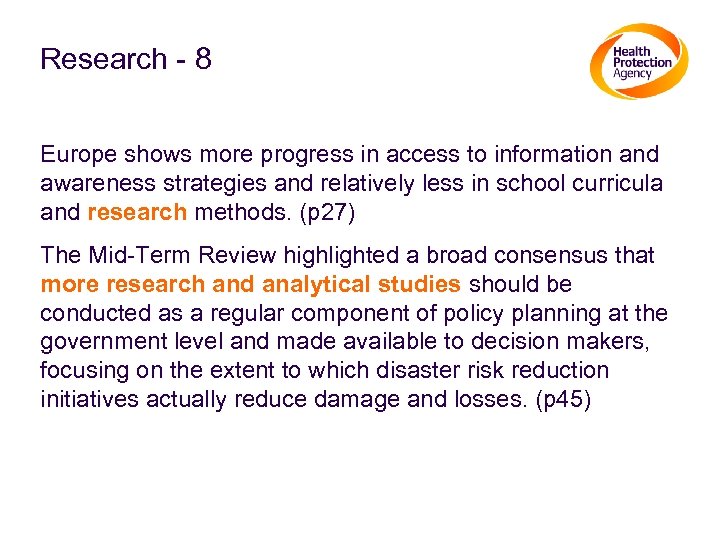 Research - 8 Europe shows more progress in access to information and awareness strategies