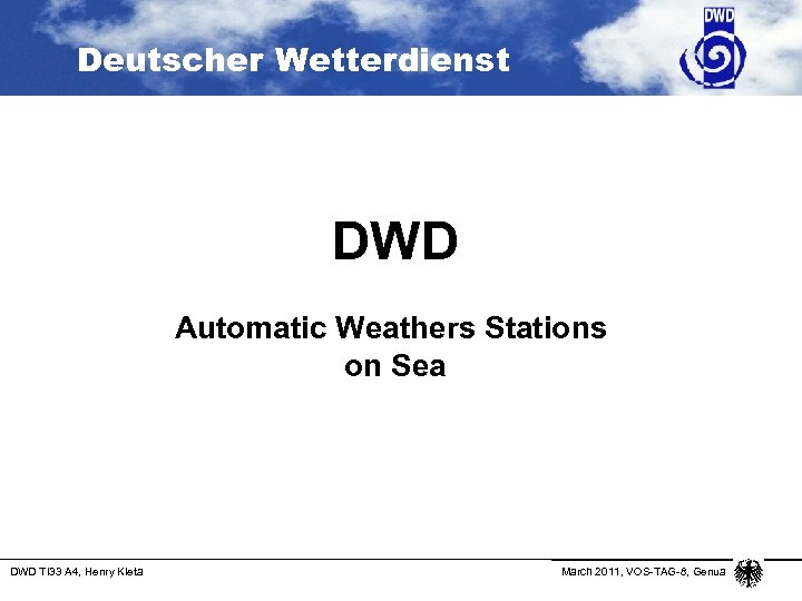 Deutscher Wetterdienst DWD Automatic Weathers Stations on Sea DWD TI 33 A 4, Henry