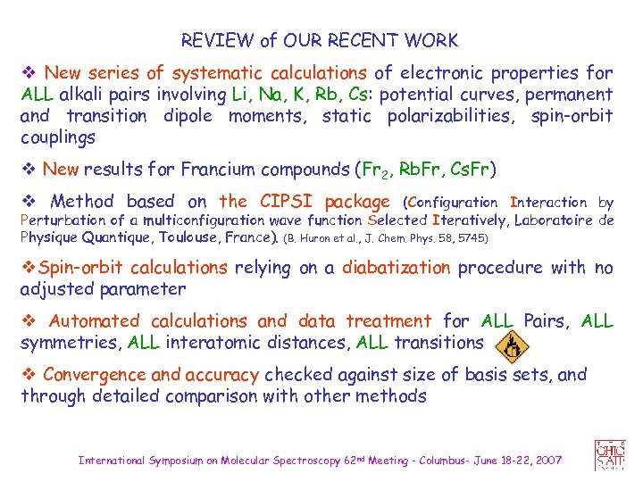REVIEW of OUR RECENT WORK v New series of systematic calculations of electronic properties