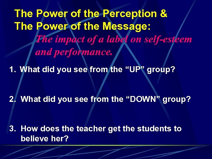 The Power of the Perception & The Power of the Message: The impact of