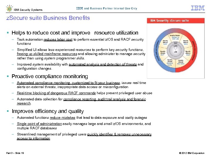 IBM Security Systems z. Secure suite Business Benefits § Helps to reduce cost and