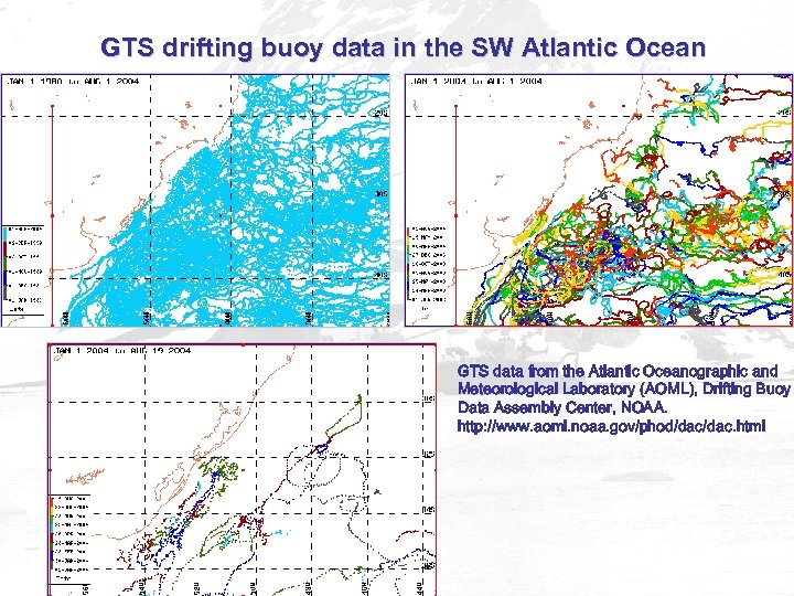 GTS drifting buoy data in the SW Atlantic Ocean GTS data from the Atlantic