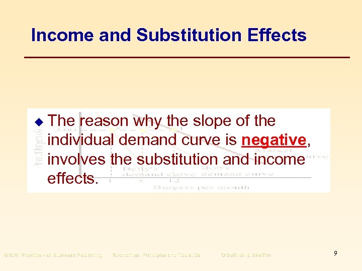 Income and Substitution Effects u The reason why the slope of the individual demand