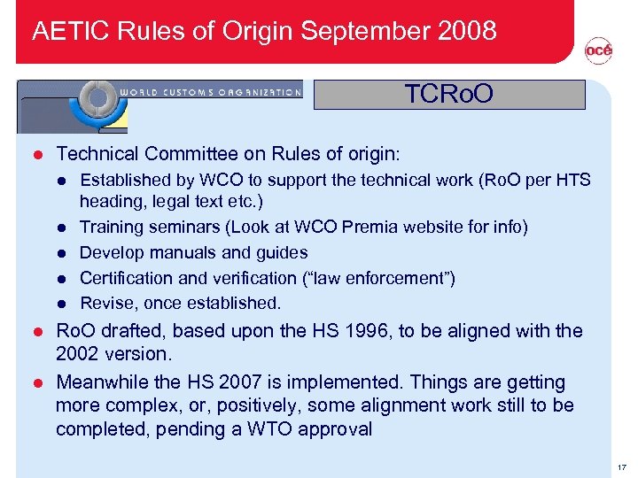 AETIC Rules of Origin September 2008 TCRo. O l Technical Committee on Rules of