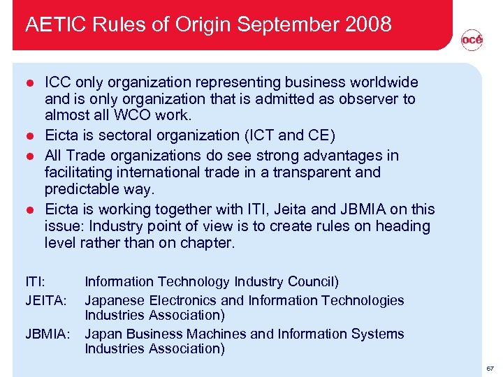 AETIC Rules of Origin September 2008 ICC only organization representing business worldwide and is