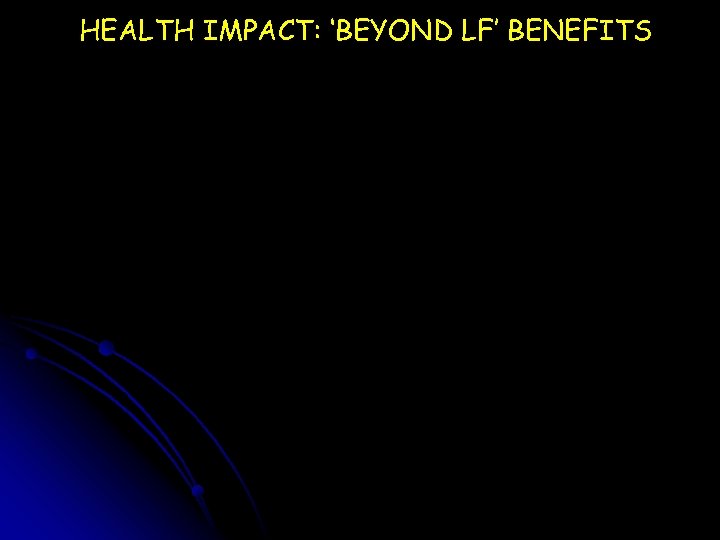 HEALTH IMPACT: ‘BEYOND LF’ BENEFITS 