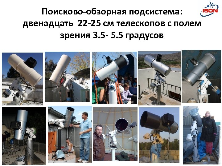 Поисково-обзорная подсистема: двенадцать 22 -25 см телескопов с полем зрения 3. 5 - 5.