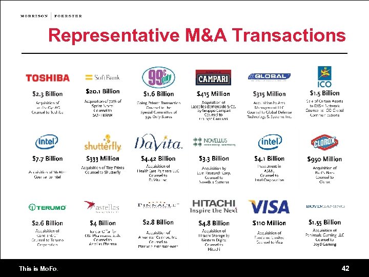 Representative M&A Transactions This is Mo. Fo. 42 