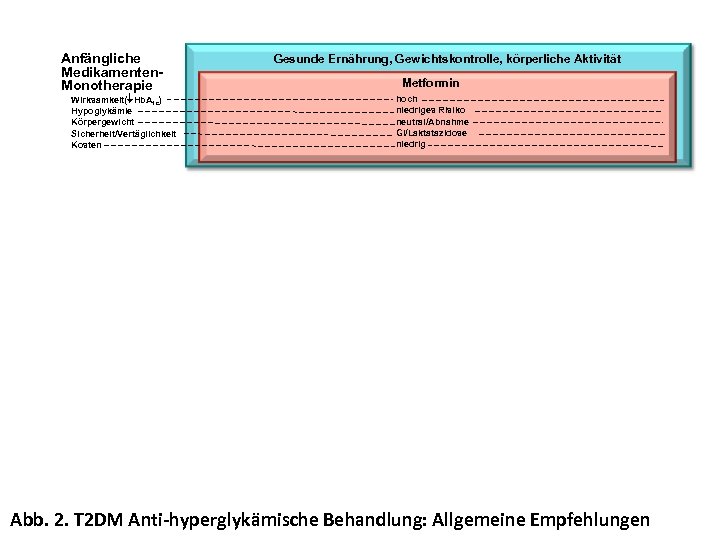 Anfängliche Medikamenten. Monotherapie Wirksamkeit( Hb. A 1 c) Hypoglykämie Körpergewicht Sicherheit/Vertäglichkeit Kosten Gesunde Ernährung,