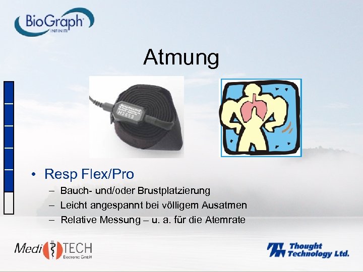 Atmung • Resp Flex/Pro – Bauch- und/oder Brustplatzierung – Leicht angespannt bei völligem Ausatmen