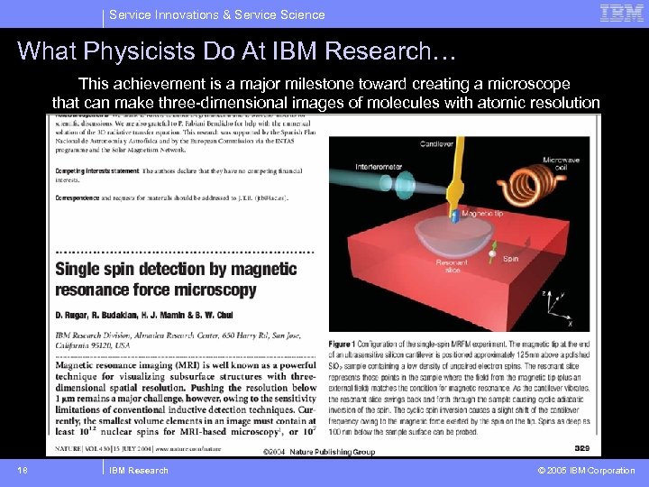 Service Innovations & Service Science What Physicists Do At IBM Research… This achievement is