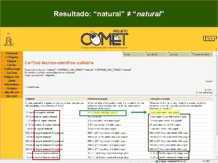 Resultado: “natural” ≠ “natural” 