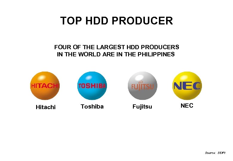 TOP HDD PRODUCER FOUR OF THE LARGEST HDD PRODUCERS IN THE WORLD ARE IN