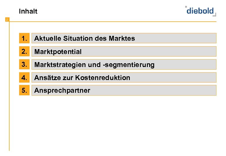 Inhalt 2 1. Aktuelle Situation des Marktes 2. Marktpotential 3. Marktstrategien und -segmentierung 4.