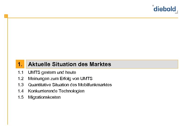 3 1. Aktuelle Situation des Marktes 1. 1 1. 2 1. 3 1. 4