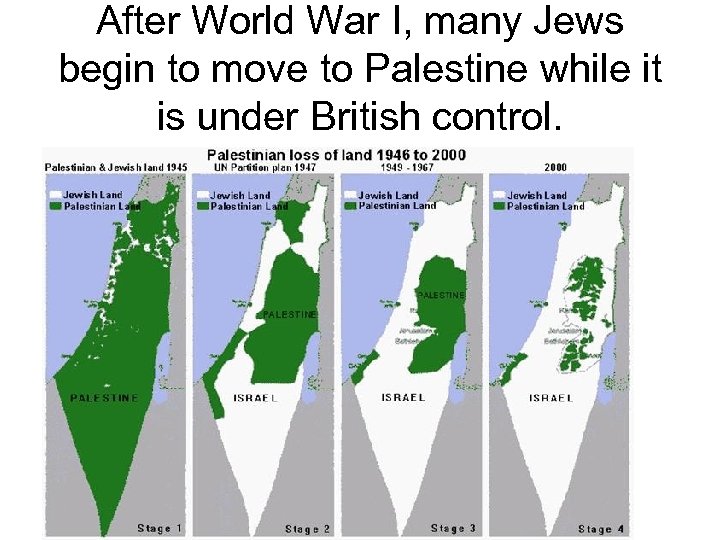 After World War I, many Jews begin to move to Palestine while it is