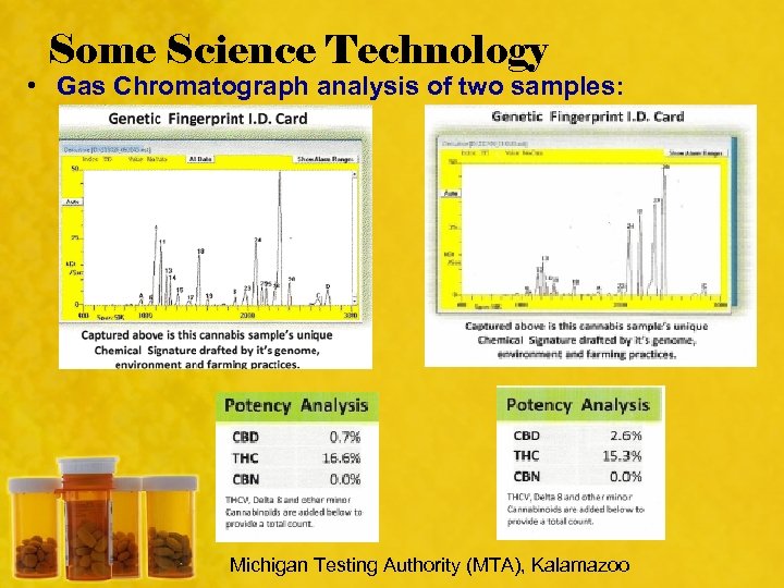 Some Science Technology • Gas Chromatograph analysis of two samples: Michigan Testing Authority (MTA),