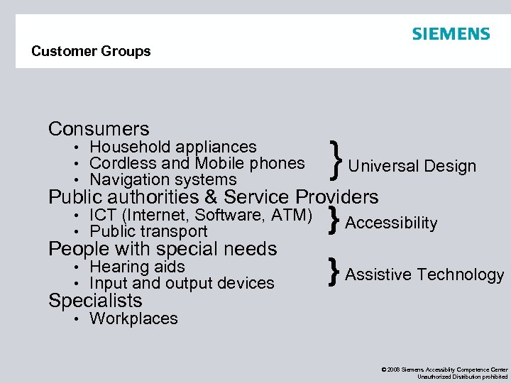 Customer Groups Consumers • Household appliances • Cordless and Mobile phones • Navigation systems