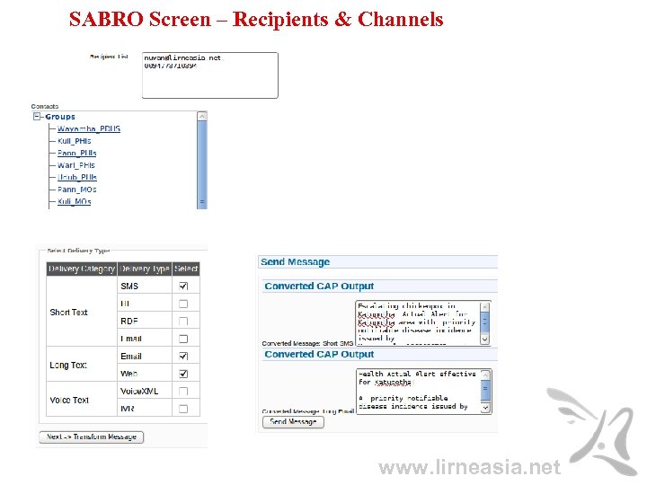 SABRO Screen – Recipients & Channels www. lirneasia. net 