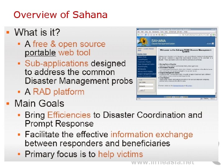 Overview of Sahana www. lirneasia. net 