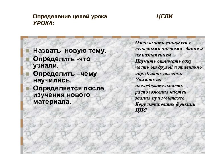 Определение целей урока УРОКА: Назвать новую тему. Определить -что узнали. n Определить –чему научились.
