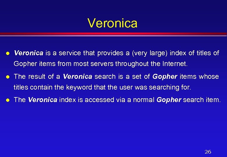 Veronica l Veronica is a service that provides a (very large) index of titles