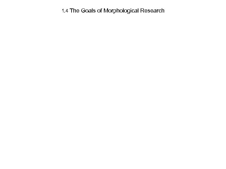 1. 4 The Goals of Morphological Research 
