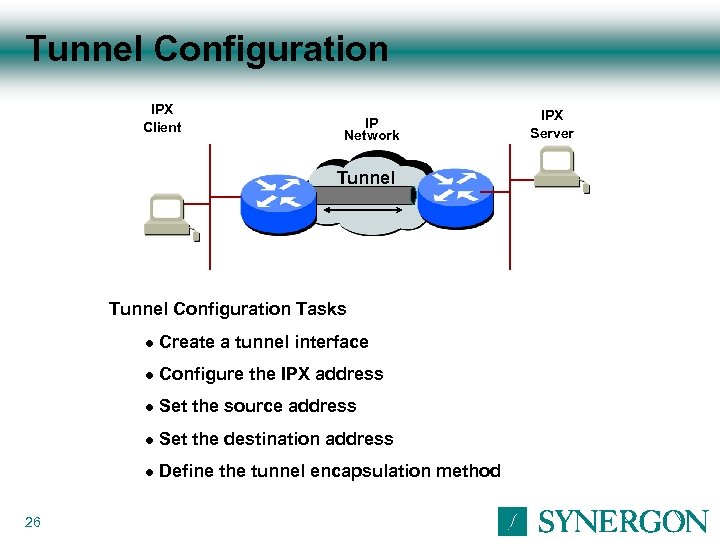 Tunnel Configuration IPX Client IP Network Tunnel Configuration Tasks l l Configure the IPX