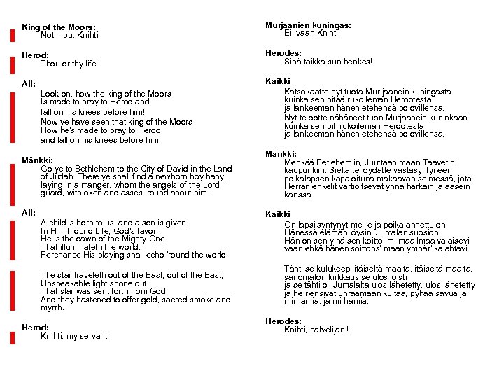 King of the Moors: Not I, but Knihti. Murjaanien kuningas: Ei, vaan Knihti. Herod: