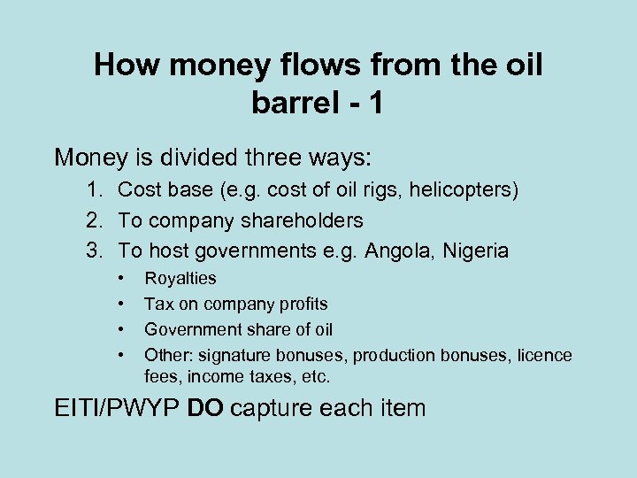 How money flows from the oil barrel - 1 Money is divided three ways: