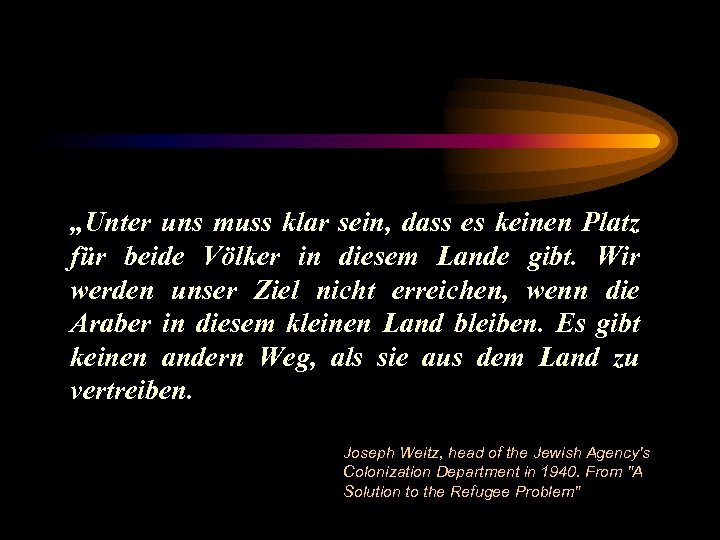 „Unter uns muss klar sein, dass es keinen Platz für beide Völker in diesem