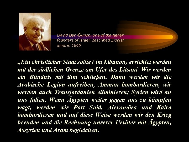 David Ben-Gurion, one of the father founders of Israel, described Zionist aims in 1948