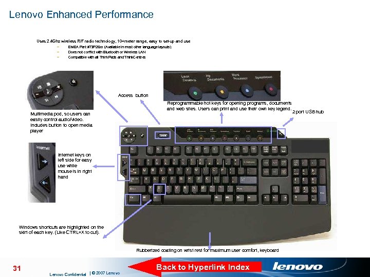 Lenovo Enhanced Performance Uses 2. 4 Ghz wireless R/F radio technology, 10+meter range, easy