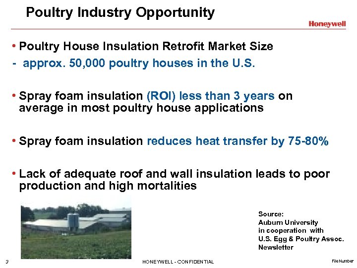 Poultry Industry Opportunity • Poultry House Insulation Retrofit Market Size - approx. 50, 000