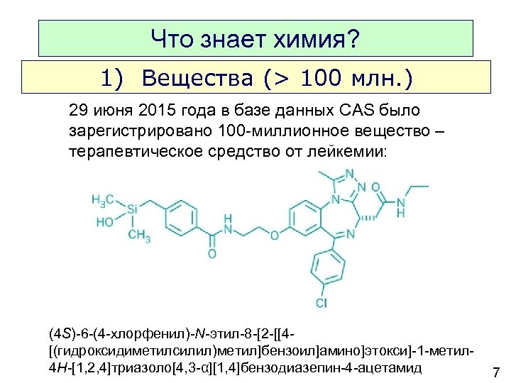Что знает химия? 1) Вещества (> 100 млн. ) 29 июня 2015 года в