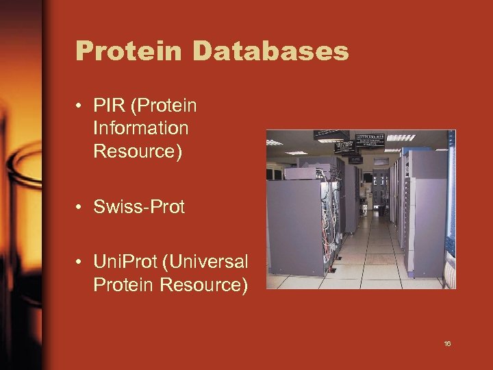 Protein Databases • PIR (Protein Information Resource) • Swiss-Prot • Uni. Prot (Universal Protein