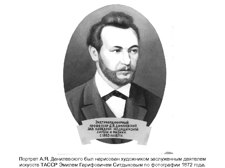Портрет А. Я. Данилевского был нарисован художником заслуженным деятелем искусств ТАССР Эмилем Гарифовичем Ситдыковым