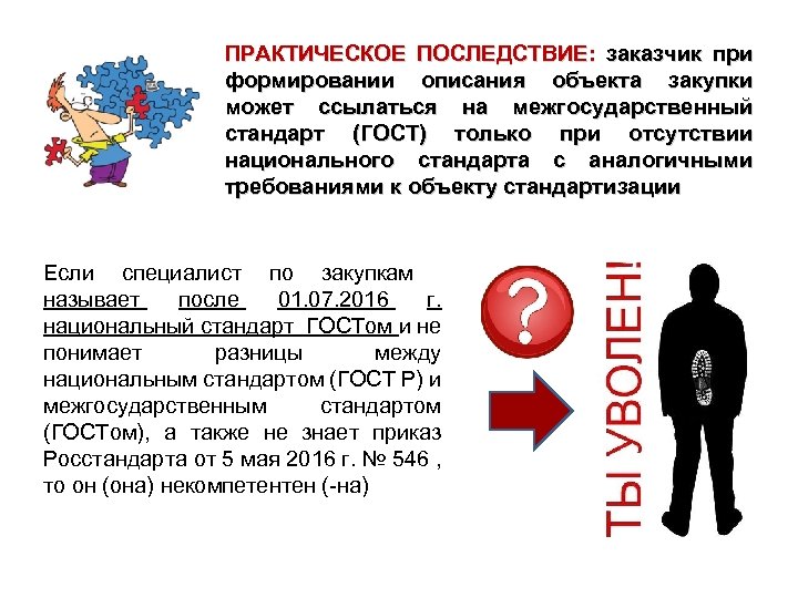 ПРАКТИЧЕСКОЕ ПОСЛЕДСТВИЕ: заказчик при формировании описания объекта закупки может ссылаться на межгосударственный стандарт (ГОСТ)