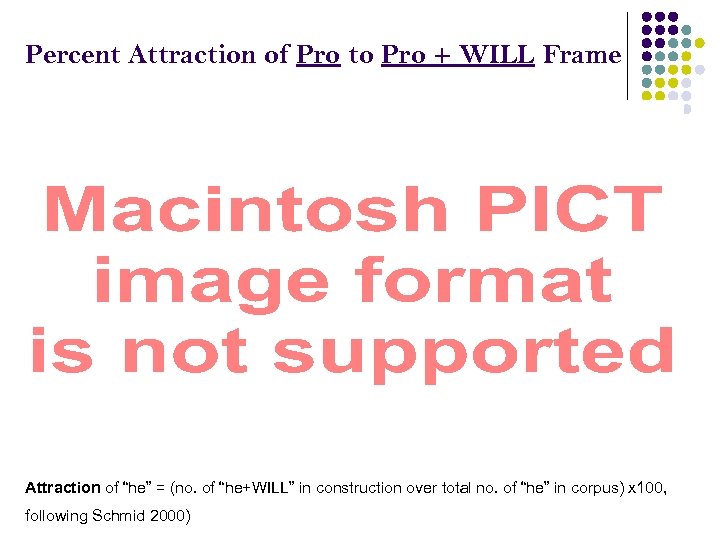 Percent Attraction of Pro to Pro + WILL Frame Attraction of “he” = (no.