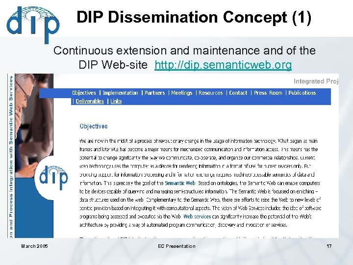 DIP Dissemination Concept (1) Continuous extension and maintenance and of the DIP Web-site http: