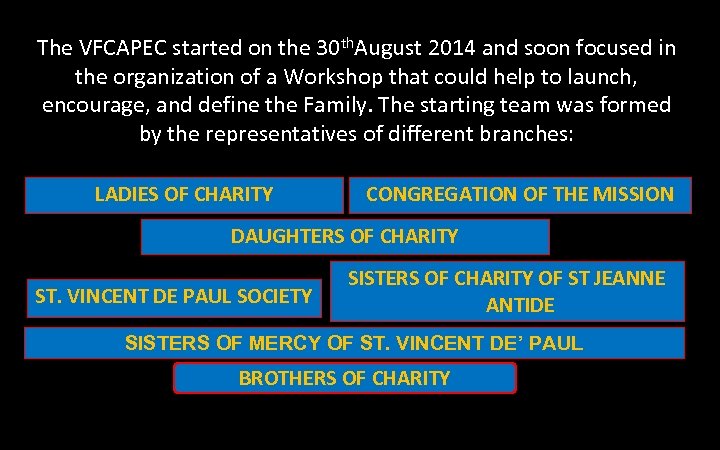 The VFCAPEC started on the 30 th. August 2014 and soon focused in the