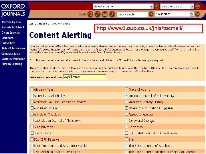 Oxford Sample Contents http: //www 3. oup. co. uk/jnls/tocmail/ 